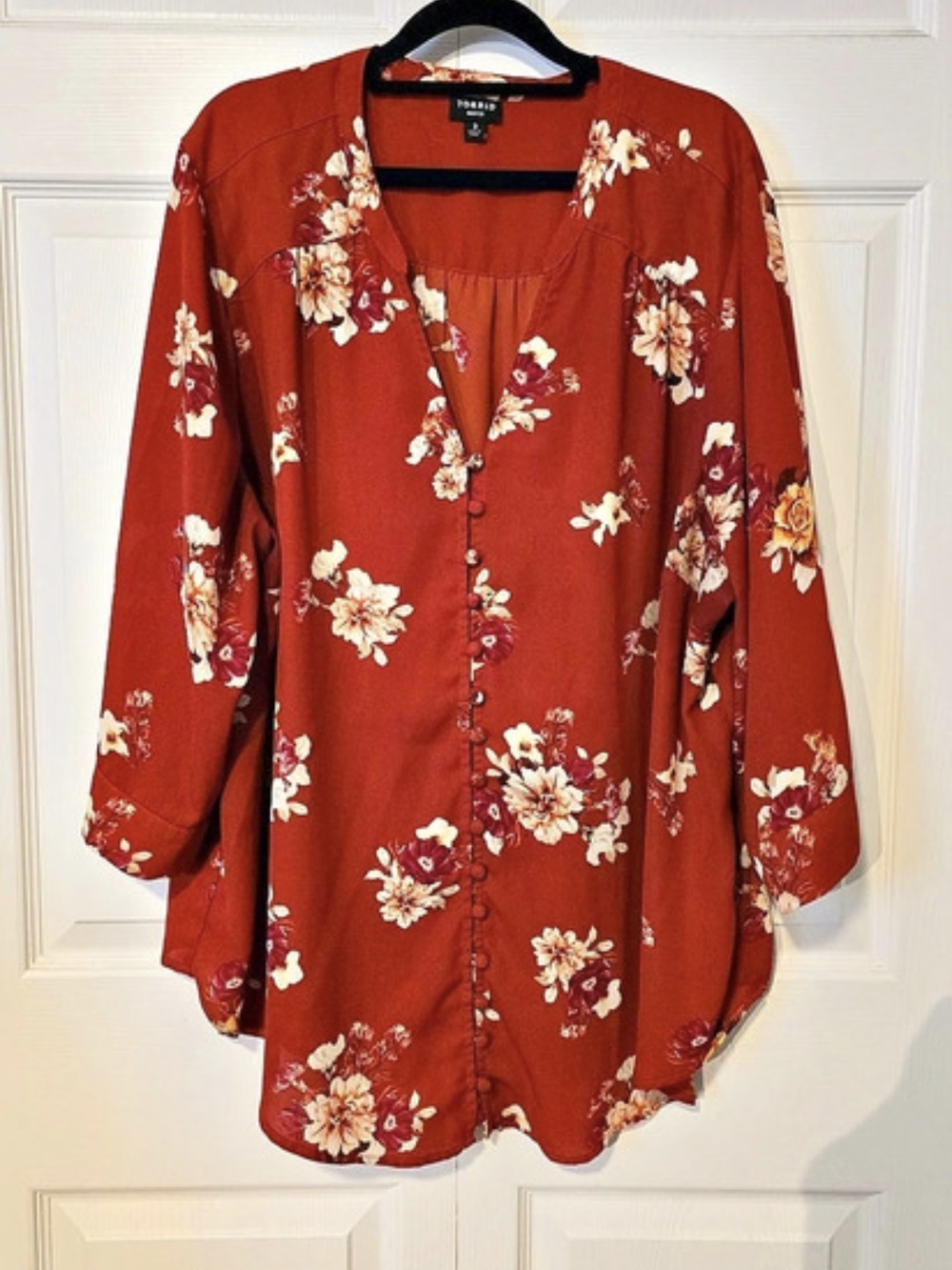 Torrid Harper Rust Floral Georgette Blouse Red Size 3